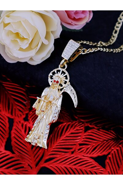 Choice قلادة سانتا مويرتي من الذهب 50 سم، سلسلة فيجارو، قلادة/تميمة سانتا موي...