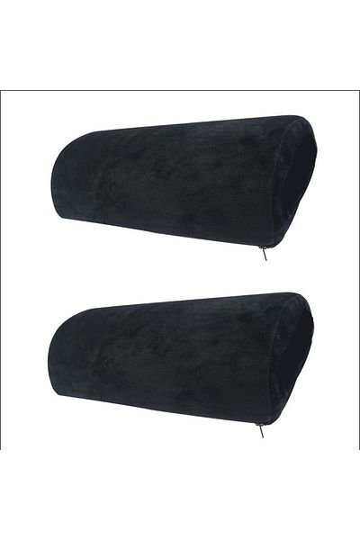 Choice 2 Pieces Black 1pc Half Moon Bolster Pillow For Legs Knees Lower Back And Head Elastic Non-Slip Memo