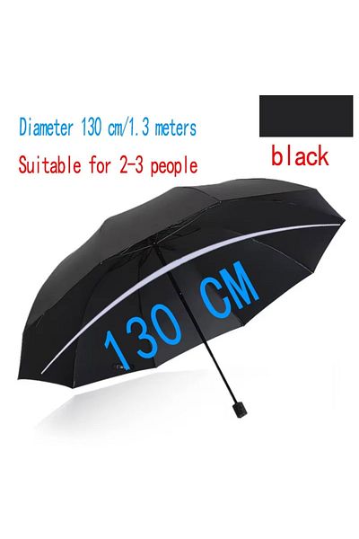 Choice Black Super Large Folding Umbrella 130cm Men Womens Windproof Umbrellas Fold Business Sun Rain Umbre