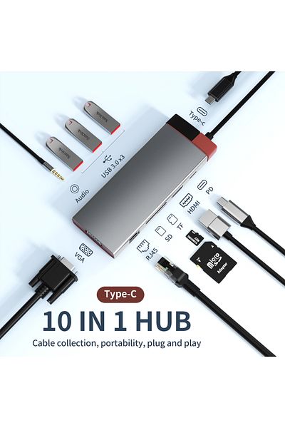 Choice Type c 10in1-BS10A Basix Type-c to HDMI-compatible Docking Station Laptop Adapter With For Macbook A