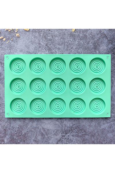Choice 013green 1pc 15 Hole Spiral Silicone Mold For Baking Mousse Cakes, Ice Cream Desserts, Pudding, Brow