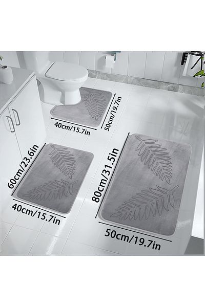 Choice 3 PCS 04 3PCS Set Bath Mats Nonslip Soft Quick Dry Bathroom Soft Rugs Water Absorption Dry Fast Bath