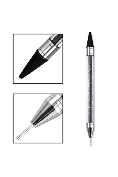 Choice قلم تنقيط الأظافر TB89-2، أبيض/وردي، 1/5/10 قطع، رأس شمع بديل، مرصع بأ...