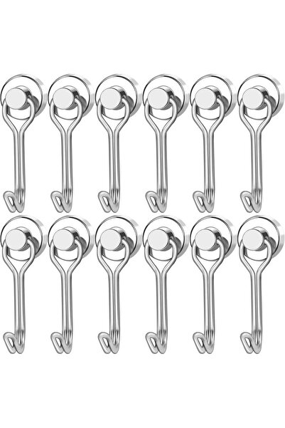 Choice خطافات مغناطيسية دوارة D16 فضية، 12 قطعة، وزن 25 رطل، متينة، خطافات مغ...