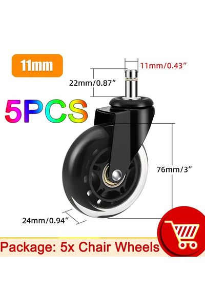 Choice 11MM AD 5Pcs Furniture Casters 10MM 11MM Heavy Universal Mute Wheel 360° Swivel Rubber Roller for Pl