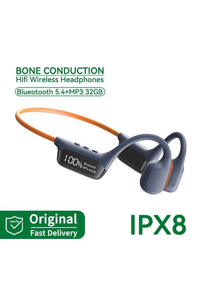 Choice OrangeBlue #IPX8 Waterproof Bone Conduction Wireless Headphone Bluetooth 5.4+32GB RAM MP3 Player HIF