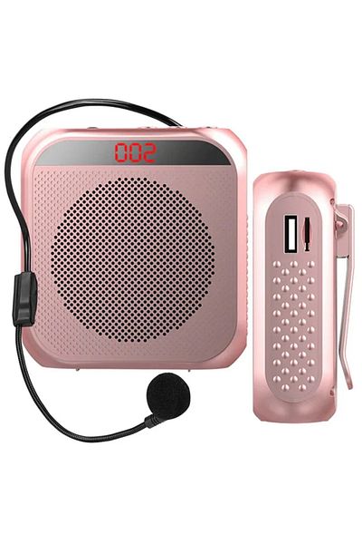 XMSJ Pink Megaphone Voice Amplifier Portable Personal Voice Speaker s With Microphone Display Loudspeaker