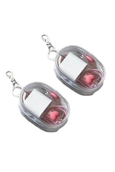 Choice 2pcs white Portable Mini Transparent Storage Bag with Zipper, Multifunctional Headphone and Charger