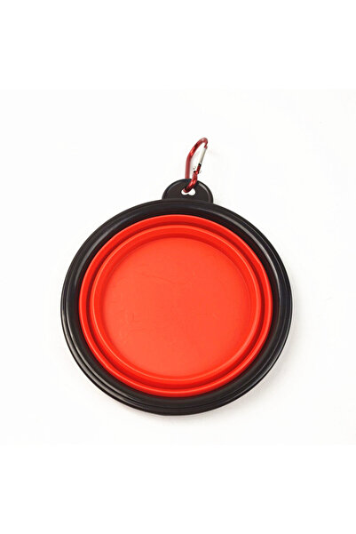 Choice وعاء قابل للطي جديد باللون الأحمر بسعة 350 مل مع سلسلة مفاتيح، وعاء محمول للحيوانات الأليفة، وعاء سفر مريح للكلاب والقطط، غير قابل للانزلاق