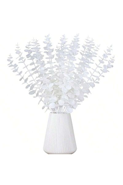 Choice 10pieces Milky White Cheap Artificial plant Eucalyptu Leave Hot sale for Christmas Home Wedding gard