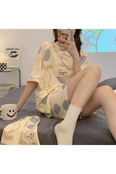 SANRIO L B Kawaii Anime Cinnamoroll Kuromi Pajamas Summer Simple Fashion Delicate Cute Casual Loose
