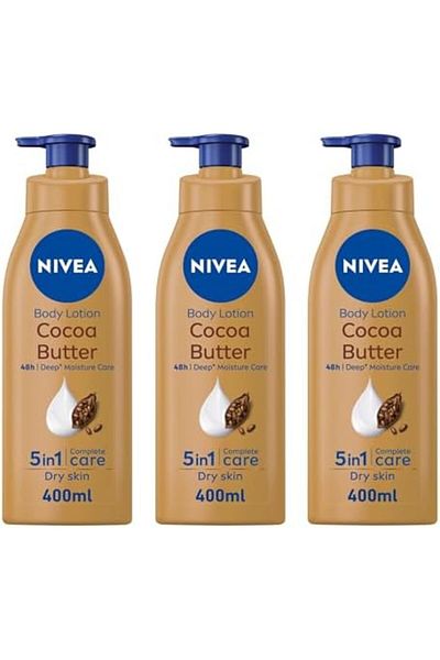 NIVEA Cocoa Butter Body Lotion for Dry Skin with Vitamin E - 3 × 400ml
