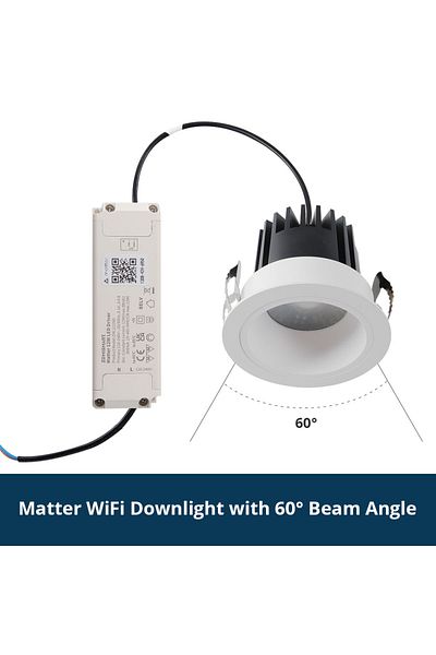 Choice 60 Degree Beam Angle Matter Over WiFi LED Downlight IP44 CCT Round Recessed Spotlight 60° Beam Angle