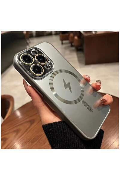 Zebana Apple iPhone 15 Pro Uyumlu Kılıf Zebana Matte Glass Kılıf (Kablosuz Şa...