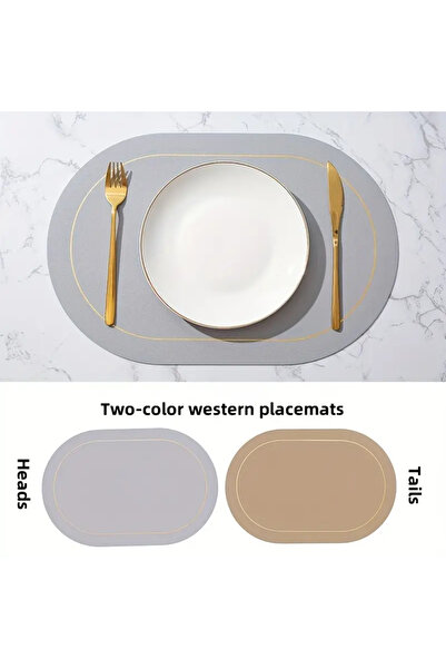 Choice5 1PCS 45x30CM Light Grey Table Leather Placemats Set of 1/4/6pcs,Washable for Dining,Heat-Resistant N