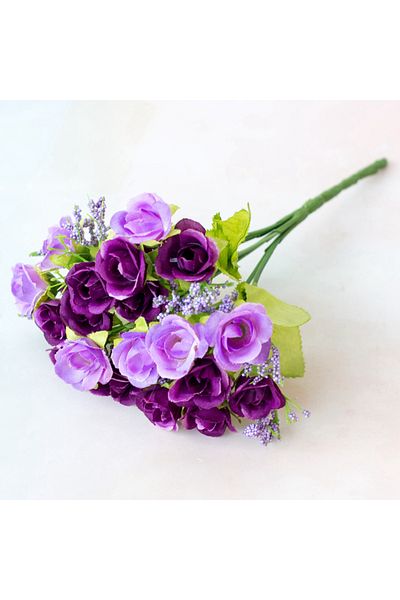 Choice Purple 1 Bouquet Rose Artificial Flower Bouquet 21 Heads 7 Branches Small Artificial Bouquet Flower