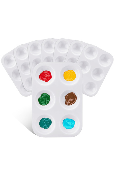 Choice 8 قطع من 6 لوحات ألوان مائية بلاستيكية صغيرة من 6 ويلز للرسم الفني