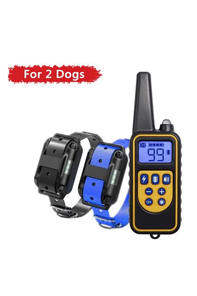 Choice EU Plug For 2 dogs Blue Electric Dog Training Collar Dog Anti Bark Waterproof Rechargeable Pet Remot