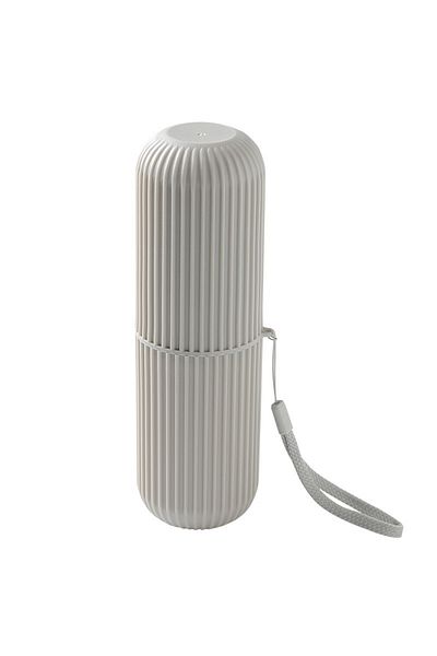 Choice gray 1pc Travel Toothbrush Box Vertical Stripe Portable Mouthwash Cup Brushing Cup Washing Cup Tooth