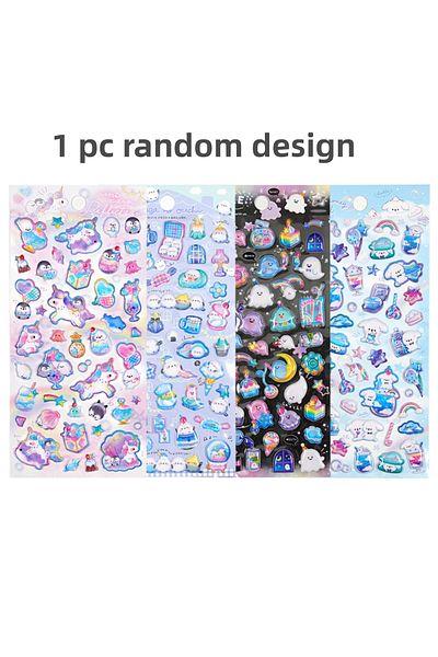 Choice 1 pc random Kawaii Colorful Unicorn Cartoon Ghost 3D Puffy Stickers Stationery Diy Scrapbooking Jour