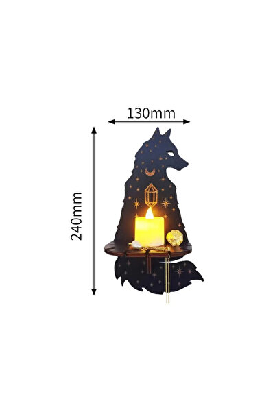Choice رف حائط على شكل ذئب من قطعة واحدة، رف حائط حجري، حامل خشبي للعرض، حامل شموع معلق، رف ديكور حائطي