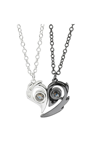 Choice قلادة إسقاطية مكتوب عليها 100 حب و100 لغة أحبك للزوجين والنساء مع قلادات مغناطيسية مزدوجة