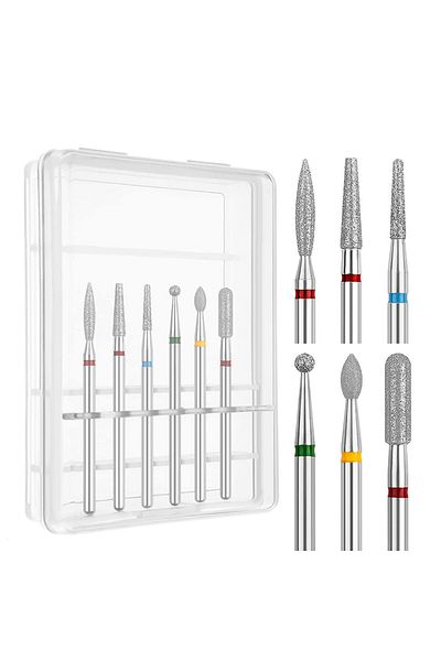 Choice V13H3-6pcs 6pcs/Set Milling Cutter Diamond Nail Drill Bit 3/32" Rotary Cuticle Burr Cuticle Clean Fi