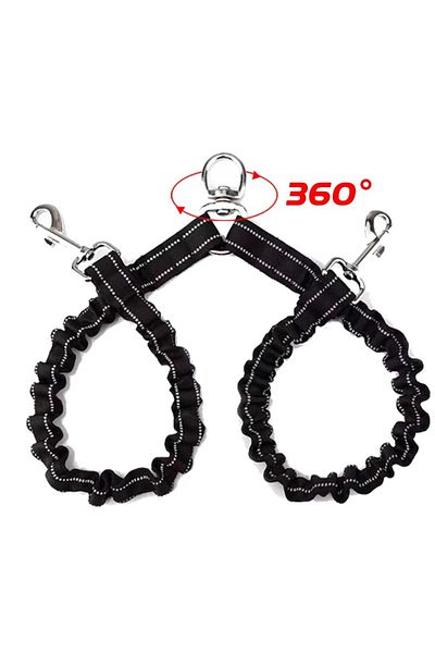 Choice Black Pet Dog Double Leashes Dog Leash Rope Elastic Extended Pet Leash Belt Outdoor Training for Two
