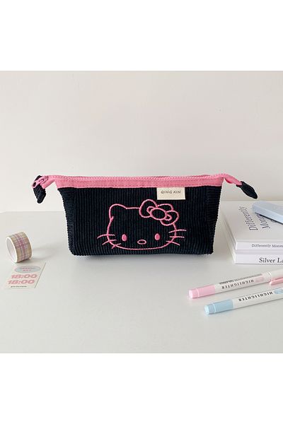 Choice hei Kawaii Hello Kitty Cute Cartoon 2 Layered Large capacity Children's Pencil Bag Student School Pe