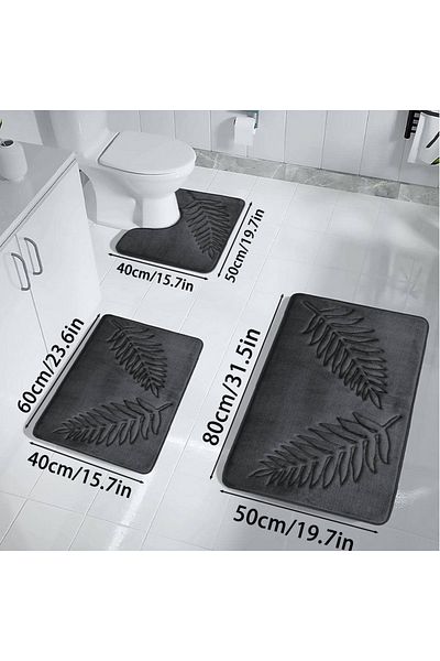 Choice 3 PCS 02 3PCS Set Bath Mats Nonslip Soft Quick Dry Bathroom Soft Rugs Water Absorption Dry Fast Bath