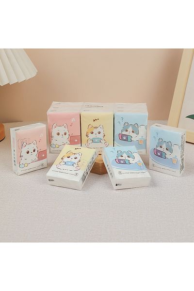 Choice Bag Package 9pcs/pack Fashionable Lucky Cat Handkerchief Paper Student Portable Small Pack Cartoon P