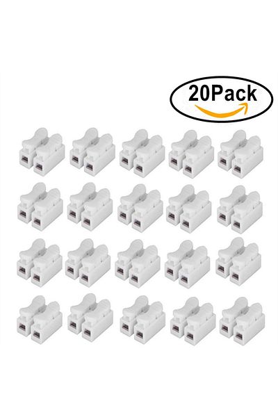 AOKIN 20pcs Ch2 Spring Quick Wire Connector Cable Clamp 2p Electrical Crimp Erminal Block 2 Way Easy Fi...