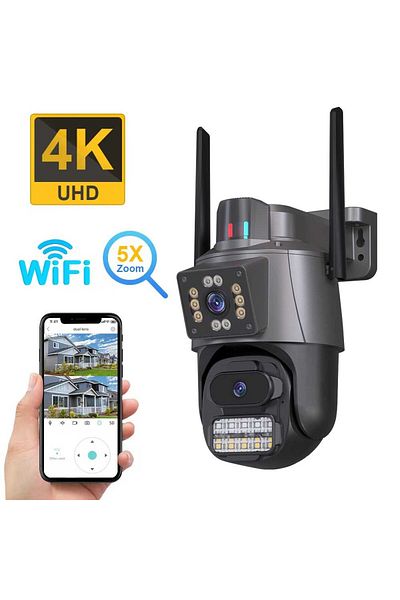 Choice Eu plug 8MP NO Card 8MP PTZ WiFi Camera with Dual Screen Color Night Vision Outdoor Security IP Cam