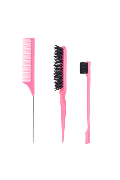 Choice1 Pink New 3pcs Hair Brush Set Sharp-tail Comb Three-row Hair Comb Stee...