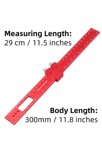 Choice 300mm Precision Metal Slide Aluminum Alloy Pocket Ruler with Inch / Metric Dual Scale for Woodworkin