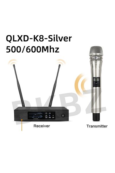 Choice 600MHz-EU plug QLXD4-KSM8-Silvery 500MHz/600MHz Long Distance UHF Profeesional Wireless Microphone S