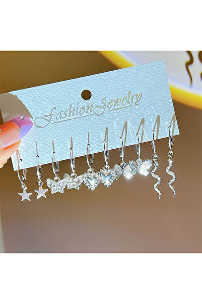 Choice CS5615902JCA2 طقم أقراط متدلية على شكل قلب فضي عتيق للنساء المراهقات، ...