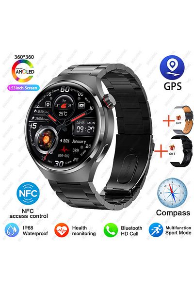 ZYKEXUAN Black steel strip For Huawei WATCH 4 Pro Smart Watch Men AMOLED HD Screen Bluetooth Call GPS Trajec