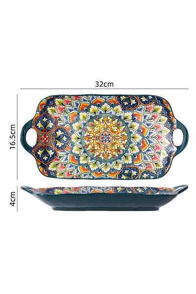 Choice C1pc 1Pcs Bohemia Retro Ceramic Dinner Plates Sets Food Plate Household Tableware Set Breakfast Plat