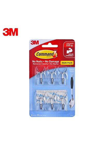 Choice 6 hooks 3M Command Clear Small Wire Hooks clear coat hook wire hanging...