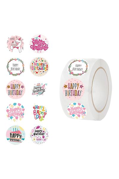 Choice 500pcs All 500pcs Cartoon Happy Birthday Stickers Roll For Gift Wrapping Decoration Envelope Sealing