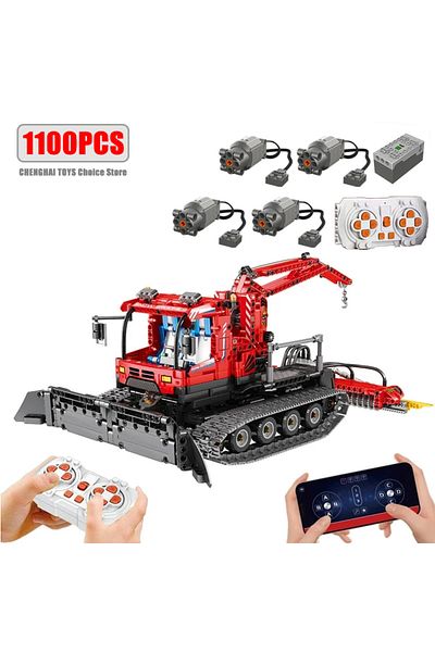 Choice 1100PCS No Box City Winter Remote Control Snow Groomer Building Blocks MOC Electric RC Car Construct