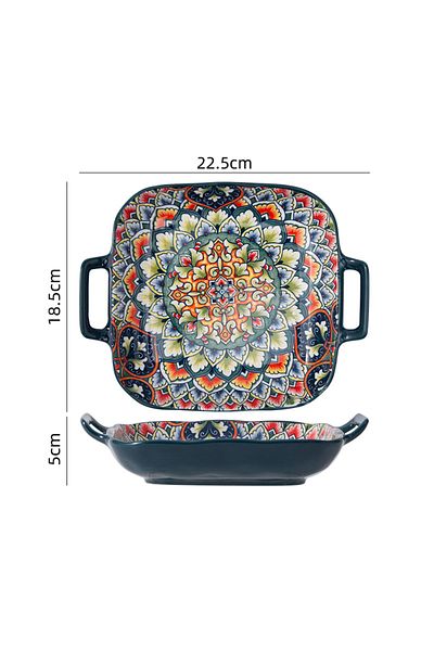 Choice F1pc 1Pcs Bohemia Retro Ceramic Dinner Plates Sets Food Plate Household Tableware Set Breakfast Plat