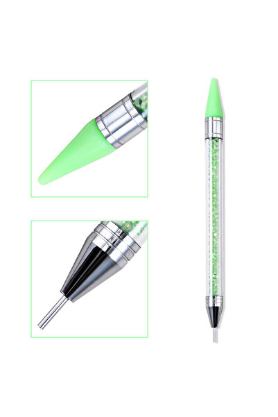 Choice TB89-6 قلم تزيين الأظافر أبيض/وردي، 1/5/10 قطع، رأس شمع بديل، مزين بأحجار الراين/الأحجار الكريمة/السحر