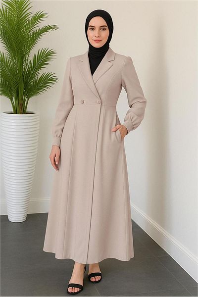 TRENDTESETTÜR Women's Beige Jacket Look Dress t 4126