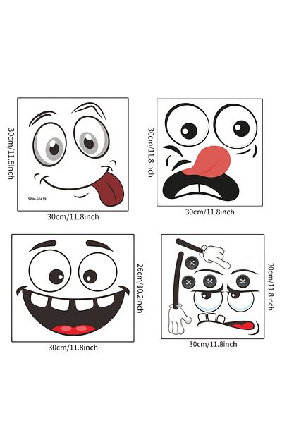 Choice LJTBQ-01-G-4PCS 4PCS Cartoon Expression Face Stickers Waterproof Suitable for Trash Cans Walls Toile