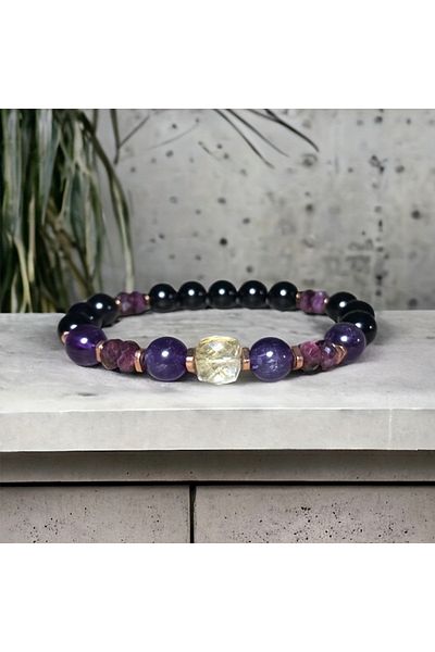 Choice MULTI 20cm 1pc/Attract Money Citrine Empathy Protection Bracelet Garnet Black Tourmaline Amethyst Br