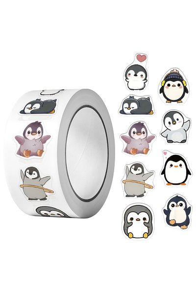 Choice JT-18 500Pcs/Roll Cute Funning Little Penguins Reward Stickers 9 Designs 2.5cm/1'' DIY Doodle Scrapb