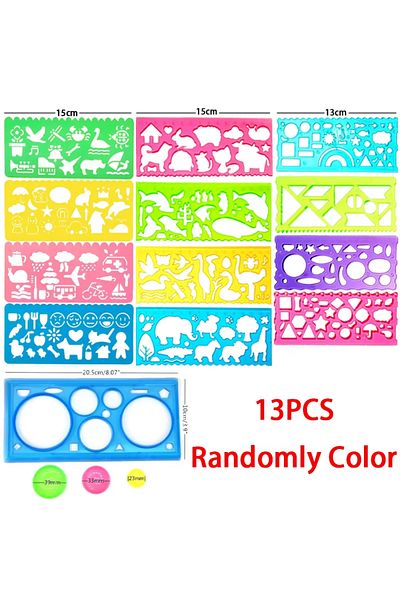 Choice 13pcs Animal Geometry Art Multifunctional Hollow Rulers Drafting Tools School Painting Supplies Offi