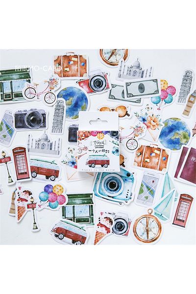 Choice White 46 Pcs /pack Travel Scenery Label Stickers Decorative Stationery Stickers Scrapbooking Diy Dia
